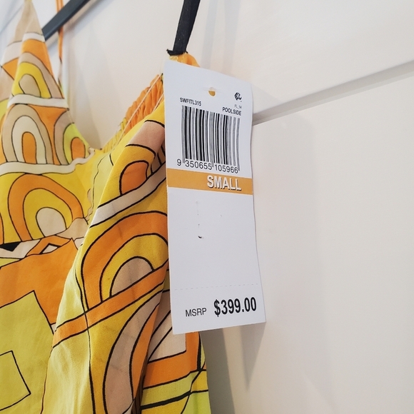 S/W/F Halterneck Poolside Yellow Maxi Dress Size Small - Picture 5 of 12